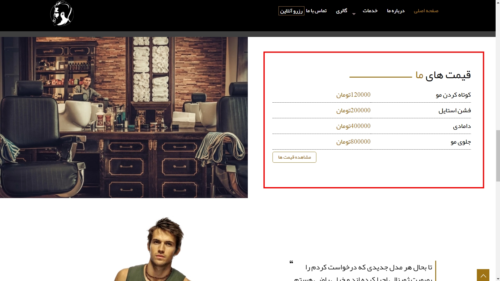 راهنمای طراحی وب سایت آرایشگاه مردانه